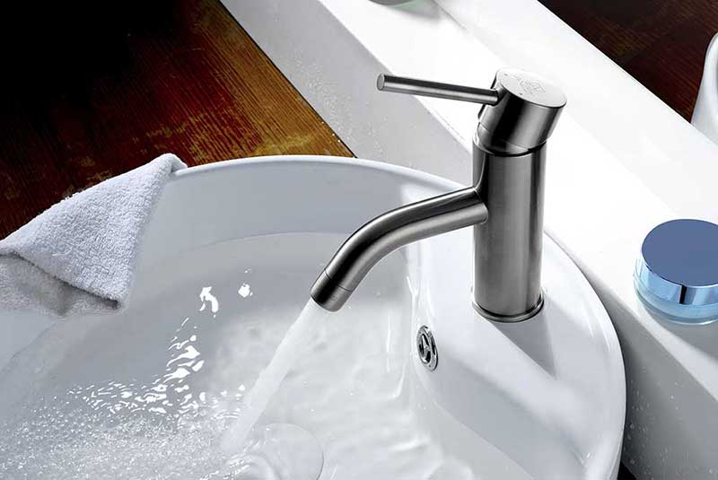 Anzzi Bravo Series Single Handle Bathroom Sink Faucet in Brushed Nickel 4