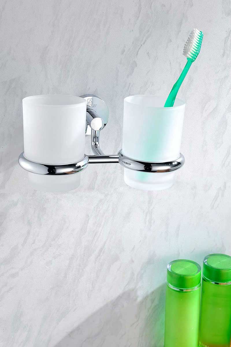 Anzzi Caster Series Double Toothbrush holder in Polished Chrome 2