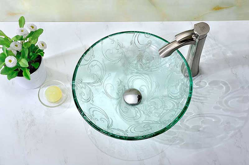 Anzzi Vieno Series Deco-Glass Vessel Sink in Crystal Clear Floral 4
