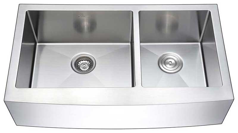 Anzzi ELYSIAN Farmhouse Stainless Steel 33 in. Double Bowl Kitchen Sink and Faucet Set with Harbour Faucet in Polished Chrome 13