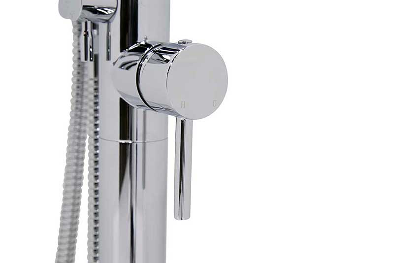Anzzi Sens Series 2-Handle Freestanding Claw Foot Tub Faucet with Hand shower in Polished Chrome 6
