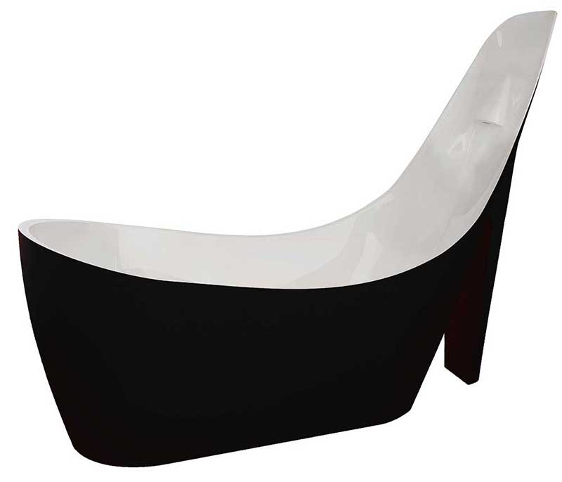 Anzzi Gala 80 in. One Piece Acrylic Freestanding Bathtub in Glossy Black and White 
