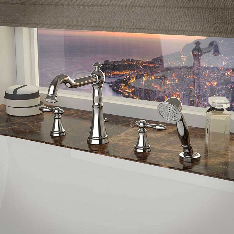 Anzzi Ahri Series 2-Handle Roman Bathtub Faucet with Shower Wand in Polished Chrome 2