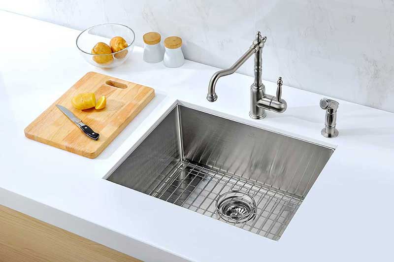 Anzzi VANGUARD Series 23 in. Under Mount Single Basin Handmade Stainless Steel Kitchen Sink 4