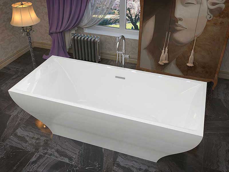 Anzzi Vision 70.4 in. One Piece Acrylic Freestanding Bathtub in Glossy White 2
