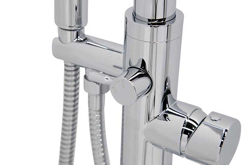 Anzzi Sens Series 2-Handle Freestanding Claw Foot Tub Faucet with Hand shower in Polished Chrome 4