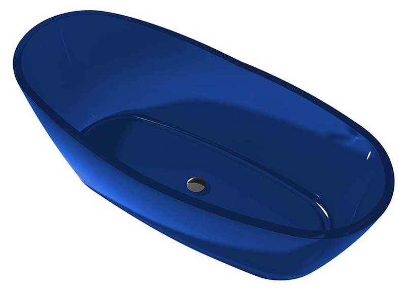 Anzzi Ember 5.4 ft. Man-Made Stone Freestanding Non-Whirlpool Bathtub in Regal Blue and Kros Series Faucet in Chrome 2