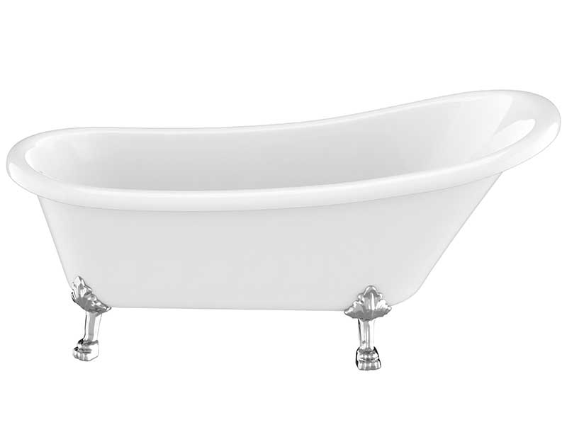 Anzzi 67.32” Diamante Slipper-Style Acrylic Claw Foot Tub in White FT-CF131LXFT-CH 8