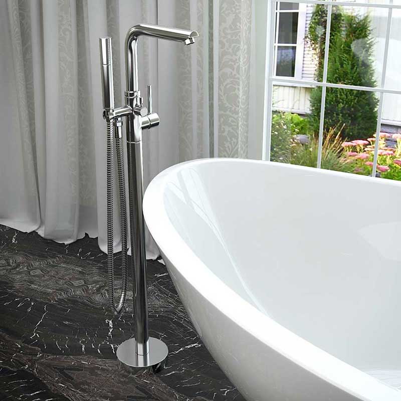Anzzi Volo 5.9 ft. Man-Made Stone Freestanding Non-Whirlpool Bathtub in Matte White and Sens Series Faucet in Chrome 6