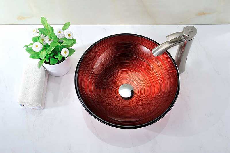 Anzzi Echo Series Deco-Glass Vessel Sink in Lustrous Red 2
