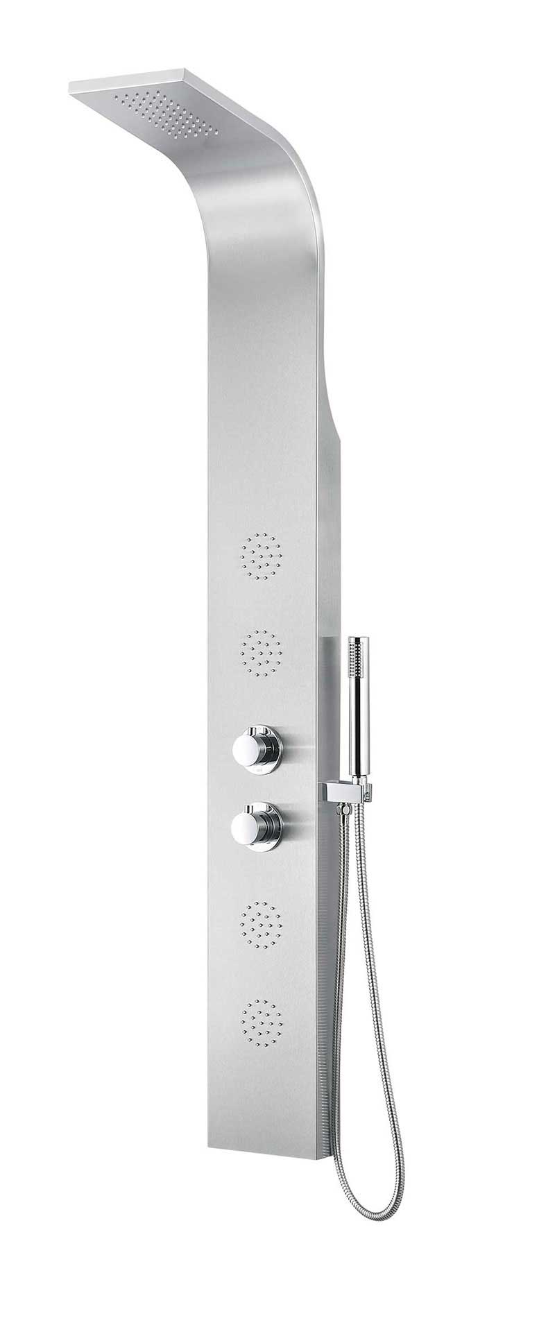 Anzzi PRAIRE Series 64 in. Full Body Shower Panel System with Heavy Rain Shower and Spray Wand in Brushed Steel