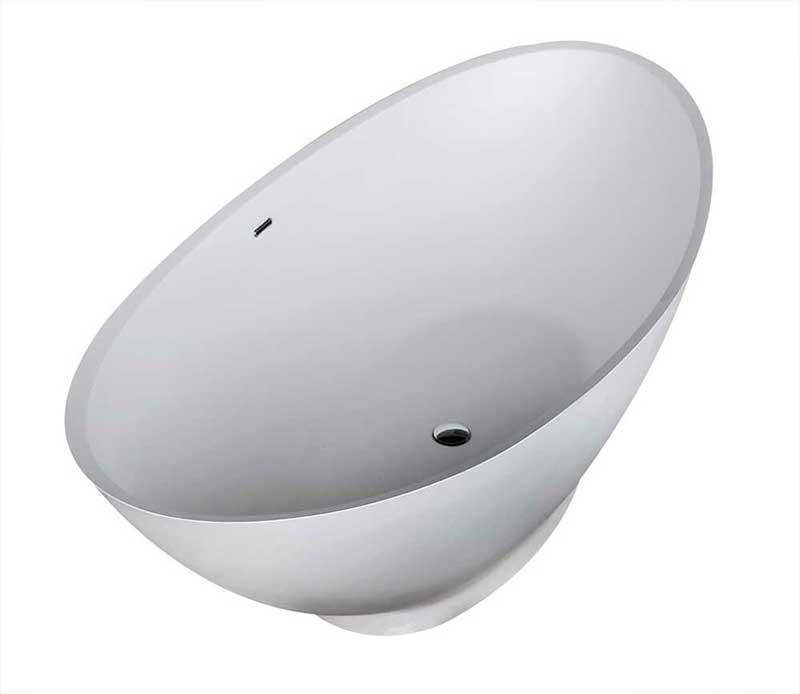 Anzzi Ala 6.2 ft. Man-Made Stone Freestanding Non-Whirlpool Bathtub in Matte White and Sol Series Faucet in Chrome 2