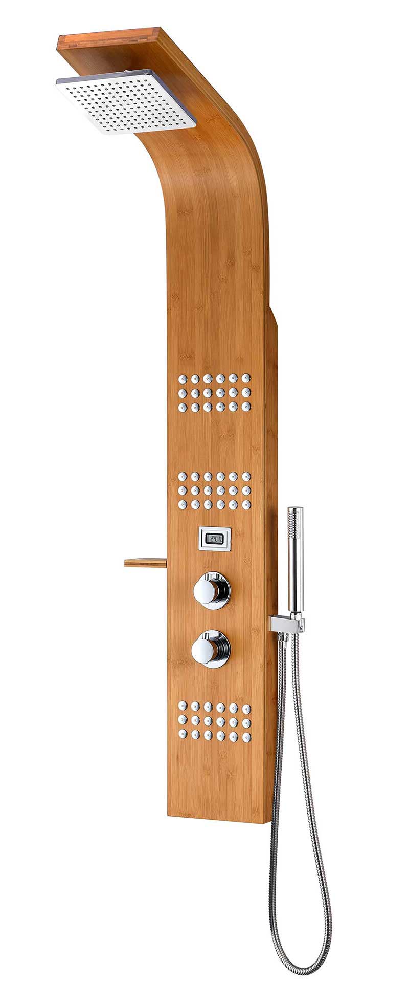 Anzzi CRANE Series 60 in. Full Body Shower Panel System with Heavy Rain Shower and Spray Wand in Natural Bamboo