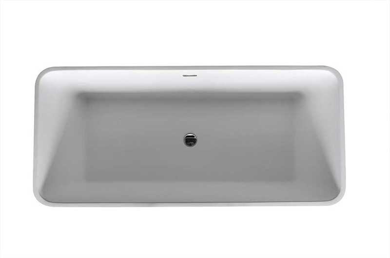 Anzzi Cenere 4.9 ft. Man-Made Stone Freestanding Non-Whirlpool Bathtub in Matte White and Sol Series Faucet in Chrome 3