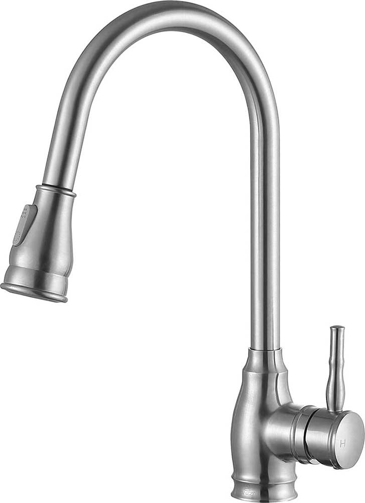 Anzzi Bell Single-Handle Pull-Out Sprayer Kitchen Faucet in Brushed Nickel KF-AZ215BN