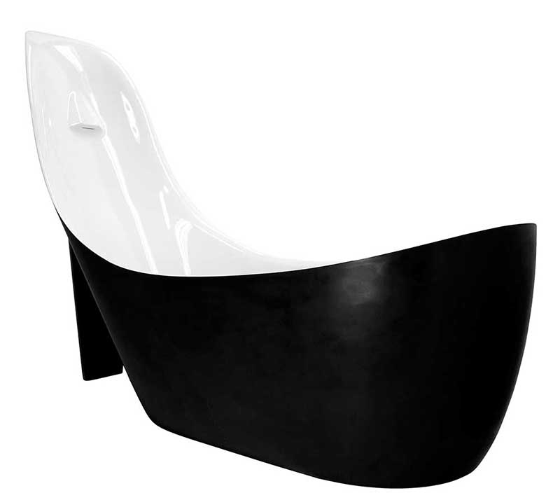 Anzzi Gala 6.7 ft. Acrylic Freestanding Non-Whirlpool Bathtub in Glossy Black and Kase Series Faucet in Chrome 4