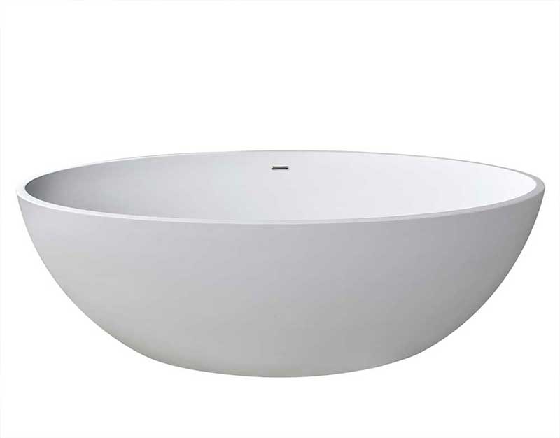 Anzzi Cestino 5.5 ft. Man-Made Stone Freestanding Non-Whirlpool Bathtub in Matte White and Sens Series Faucet in Chrome 4