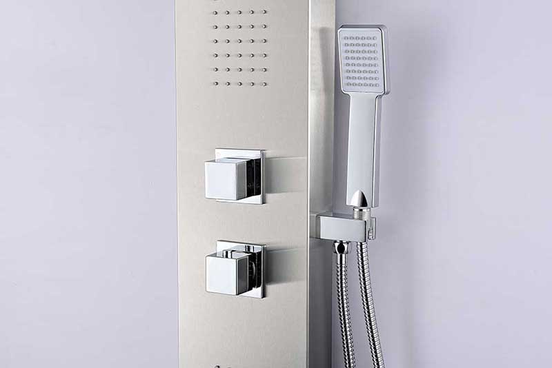 Anzzi EXPANSE Series 64 in. Full Body Shower Panel System with Heavy Rain Shower and Spray Wand in Brushed Steel 2