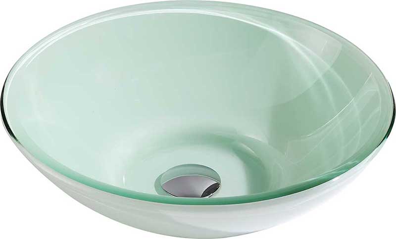 Anzzi Sonata Series Deco-Glass Vessel Sink in Lustrous Light Green Finish with Fann Faucet in Chrome 2