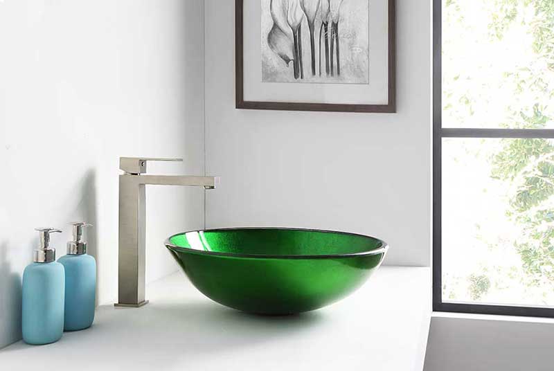 Anzzi Melody Series Deco-Glass Vessel Sink in Lustrous Green Finish 7