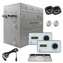 Steam Planet Superior Encore Plus 12kw Self-Draining Steam Bath Generator with Bluetooth Dual Horizontal Digital Keypad in White and a Drip Pan