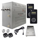 Steam Planet Superior Encore Plus 12kw Self-Draining Steam Bath Generator with Bluetooth Dual Vertical Digital Keypad in Black and a Drip Pan