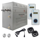 Steam Planet Superior Encore Plus 12kw Self-Draining Steam Bath Generator with Dual Bluetooth Vertical Digital Keypads in White