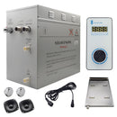 Steam Planet Superior Encore Plus 12kw Self-Draining Steam Bath Generator with Bluetooth Vertical Digital Keypad in White and a Drip Pan