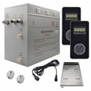 Steam Planet Superior Encore 12kw Self-Draining Steam Bath Generator Kit with Dual Vertical Digital Keypad in Black and a Drip Pan
