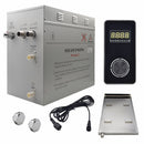 Steam Planet Superior Encore 12kw Self-Draining Steam Bath Generator Kit with Vertical Digital Keypad in Black and a Drip Pan