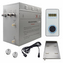 Steam Planet Superior Encore 12kw Self-Draining Steam Bath Generator Kit with Vertical Digital Keypad in White and a Drip Pan