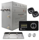 Steam Planet Superior Encore Plus 12kw Self-Draining Steam Bath Generator with Bluetooth Horizontal Digital Keypad in Black and a Drip Pan