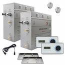 Steam Planet Superior Encore 18kw Self-Draining Steam Bath Generator Kit with Dual Horizontal Digital Keypad in White and a Drip Pan