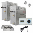 Steam Planet Superior Encore 18kw Self-Draining Steam Bath Generator Kit with Horizontal Digital Keypad in White and a Drip Pan