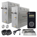 Steam Planet Superior Encore Plus 18kw Self-Draining Steam Bath Generator with Bluetooth Vertical Digital Keypad in Black and a Drip Pan