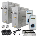 Steam Planet Superior Encore Plus 18kw Self-Draining Steam Bath Generator with Bluetooth Dual Vertical Digital Keypad in White and a Drip Pan