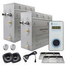 Steam Planet Superior Encore Plus 18kw Self-Draining Steam Bath Generator with Bluetooth Vertical Digital Keypad in White and a Drip Pan