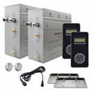 Steam Planet Superior Encore 18kw Self-Draining Steam Bath Generator Kit with Dual Vertical Digital Keypad in Black and a Drip Pan