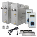 Steam Planet Superior Encore 18kw Self-Draining Steam Bath Generator Kit with Dual Vertical Digital Keypad in White and a Drip Pan