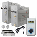 Steam Planet Superior Encore 18kw Self-Draining Steam Bath Generator Kit with Vertical Digital Keypad in White and a Drip Pan