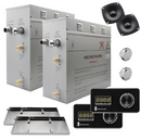 Steam Planet Superior Encore Plus 18kw Self-Draining Steam Bath Generator with Dual Bluetooth Horizontal Digital Keypads in Black with 2 Drip Pans