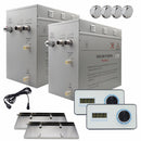 Steam Planet Superior Encore 24kw Self-Draining Steam Bath Generator Kit with Dual Horizontal Digital Keypad in White and a Drip Pan