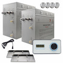 Steam Planet Superior Encore 24kw Self-Draining Steam Bath Generator Kit with Horizontal Digital Keypad in White and a Drip Pan