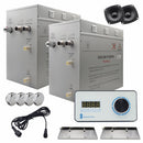Steam Planet Superior Encore Plus 24kw Self-Draining Steam Bath Generator with Bluetooth Horizontal Digital Keypad in White and a Drip Pan