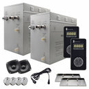 Steam Planet Superior Encore Plus 24kw Self-Draining Steam Bath Generator with Bluetooth Dual Vertical Digital Keypad in Black and a Drip Pan