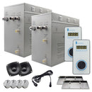 Steam Planet Superior Encore Plus 24kw Self-Draining Steam Bath Generator with Bluetooth Dual Vertical Digital Keypad in White and a Drip Pan