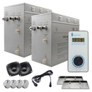 Steam Planet Superior Encore Plus 24kw Self-Draining Steam Bath Generator with Bluetooth Vertical Digital Keypad in White and a Drip Pan