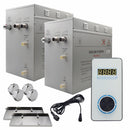 Steam Planet Superior Encore 24kw Self-Draining Steam Bath Generator Kit with Vertical Digital Keypad in White and a Drip Pan