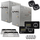 Steam Planet Superior Encore Plus 24kw Self-Draining Steam Bath Generator with Dual Bluetooth Horizontal Digital Keypads in Black with 2 Drip Pans