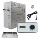 Steam Planet Superior Encore 9kw Self-Draining Steam Bath Generator Kit with Horizontal Digital Keypad in White and a Drip Pan